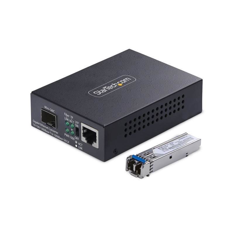 Conversor de Medios de Fibra LC Monomodo Para Redes 10/100/1000Mbps - Gigabit Ethernet a Fibra - 40km - TAA