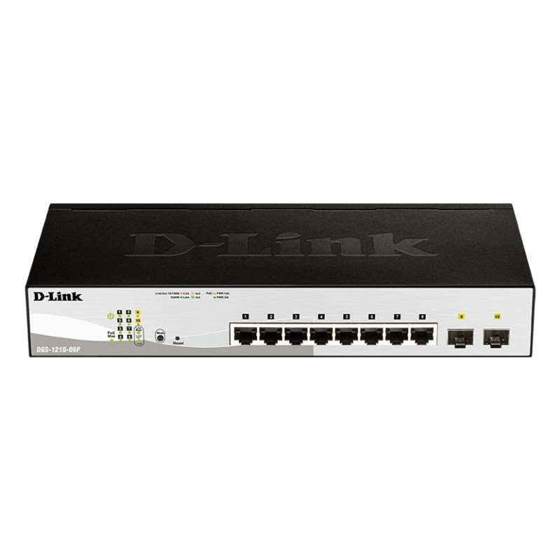 DGS-1210-08P Gestionado L2 Gigabit Ethernet (10/100/1000) Energa sobre Ethernet (PoE) Negro