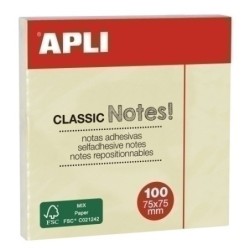 Bloc Notas Adhesivas Classic 75x75 Estndar Reposicionables 100h Amarillo