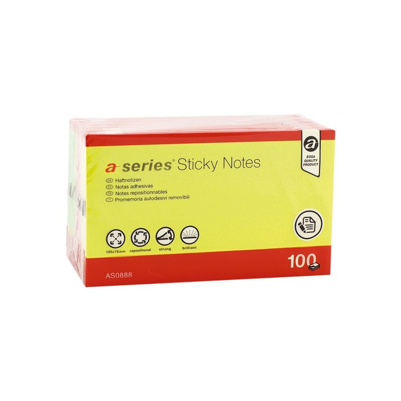 BLOC NOTAS A-SERIES STICKY 75X125 NEON AS0888