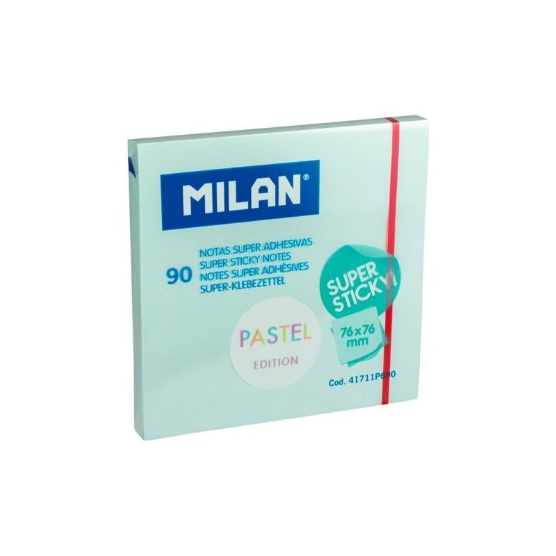 MILAN BLOC NOTAS SUPER ADHESIVAS 90H 76X76MM EDICIN PASTEL AZUL