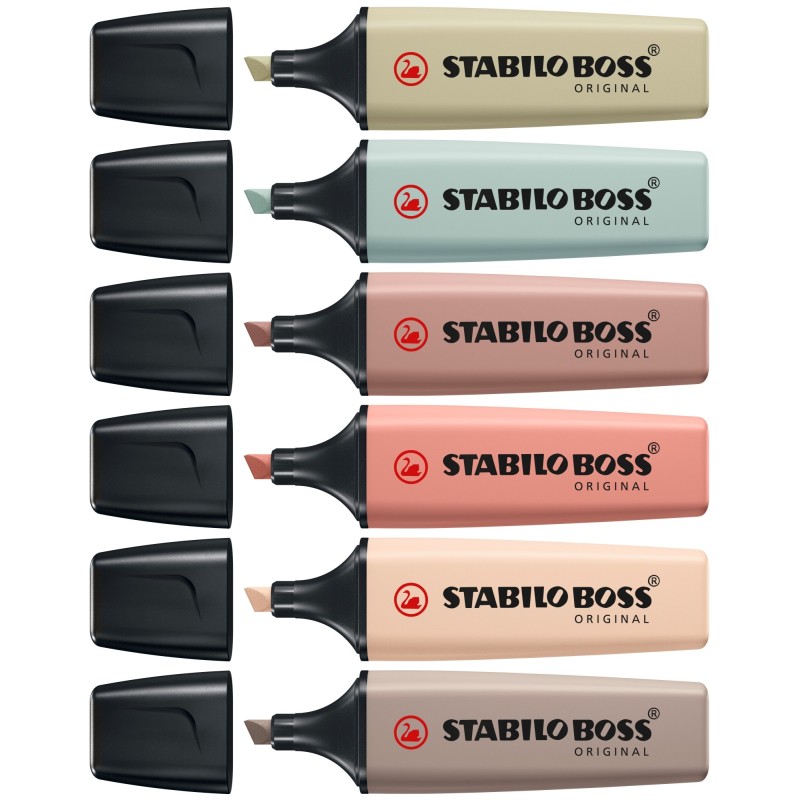 BOSS NatureColors marcador 6 pieza(s) Punta de cincel Negro  Bronce  Marrn  Verde  Gris  Verde claro