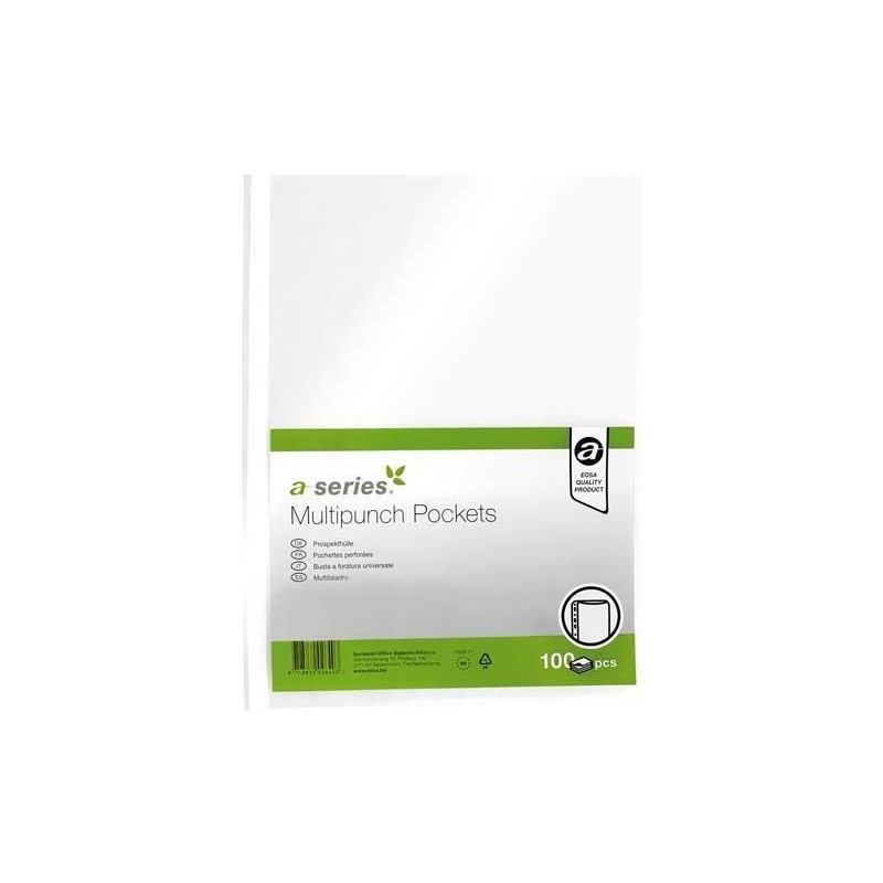 B. 100 FUNDAS PP A4 11T A-SERIES 50M CRISTAL