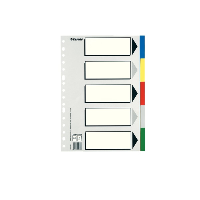 11609 lengeta de ndice Separador en blanco con pestaa Cartn  Polipropileno (PP) Multicolor