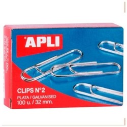 CAJA 100 CLIPS APLI LABIADOS N2 32MM