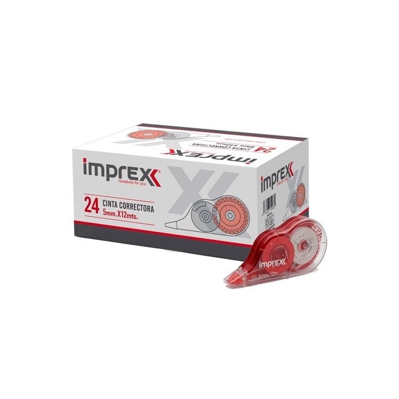 IMPREX CINTA CORRECTORA 5MM X 12M BLISTER - Pack de 24 unidades