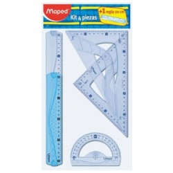 Kit 5 Piezas de Trazado (2 Reglas  Cartabn  Escuadra y Transportador)