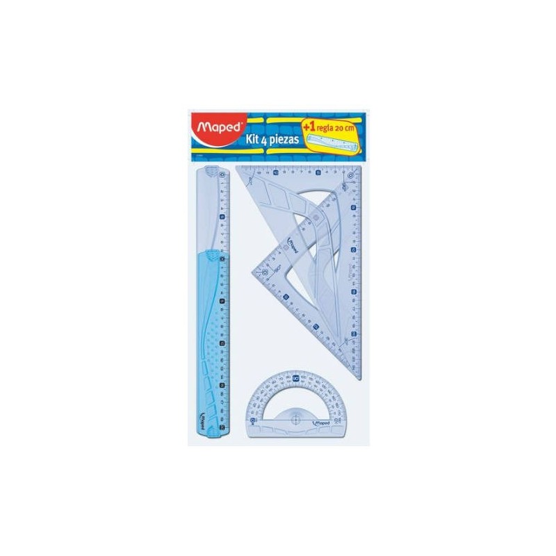 Kit 5 Piezas de Trazado (2 Reglas  Cartabn  Escuadra y Transportador)