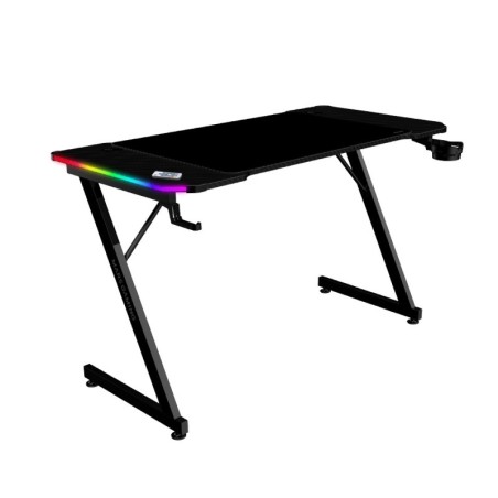 MGD-X120RGB  Mesa Gaming Ergonmica  Iluminacin ARGB con Mando  Fibra de Carbono  Alfombrilla XXL  Soporte Auriculares y Bebida  