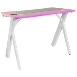 MGD100RGB  Mesa Gaming Ergonmica RGB  Alfombrilla XXL  Soporte Auriculares y Bebida  Escritorio PC  100x60cm  Rosa