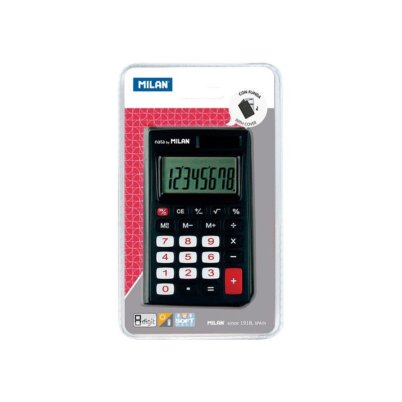 CALCULADORA 8 DIG.C/FUNDA NEGRA MILAN 150208KBL