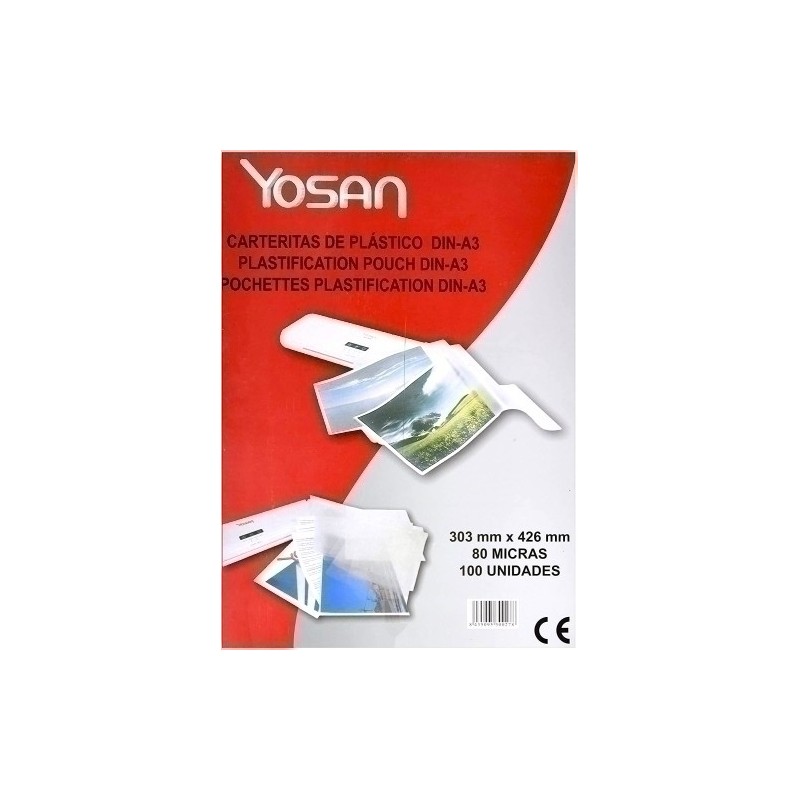 YOSAN FUNDAS PLASTIFICAR 2X80 MICRAS BRILLO A3 -CAJA 100U-