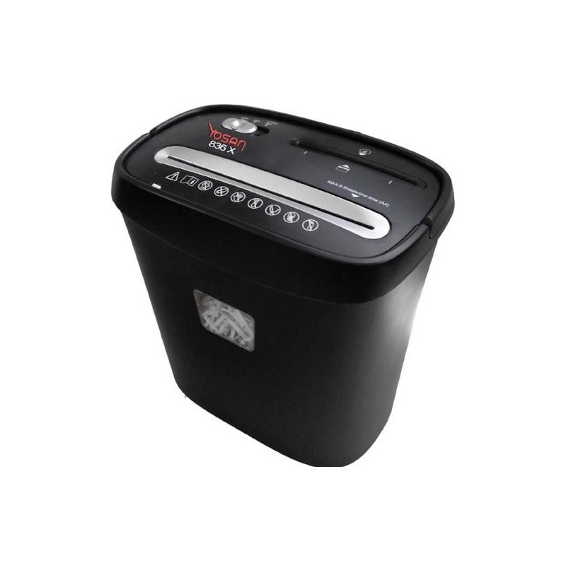 YOSAN DESTRUCTORA DE PAPEL 836X PARTCULAS 4X38 MM HASTA 8 HOJAS NEGRO