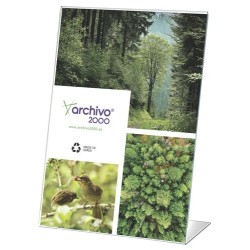 Expositor Sobremesa en Forma de L A3 Vertical Cristal