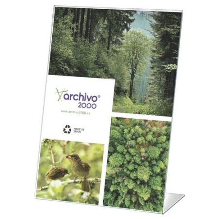 Expositor Sobremesa en Forma de L A3 Vertical Cristal