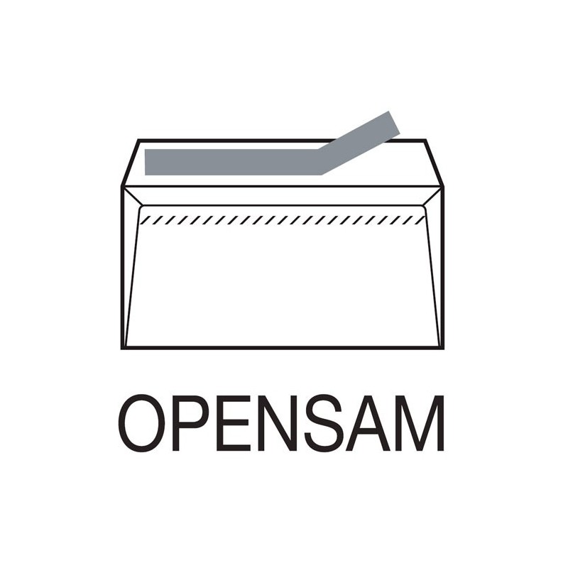 CAJA 500 SOBRES DIN DL (110X220) OFFSET BLANCO 90 GRS. VENTANA DERECHA 45X100  B.20 D.20 OPENSAM AUTOADHESIVO CON TIRA DE SILICO