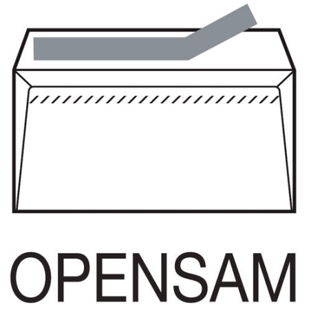 CAJA 500 SOBRES DIN DL (110X220) OFFSET BLANCO 90 GRS. VENTANA DERECHA 45X100  B.20 D.20 OPENSAM AUTOADHESIVO CON TIRA DE SILICO
