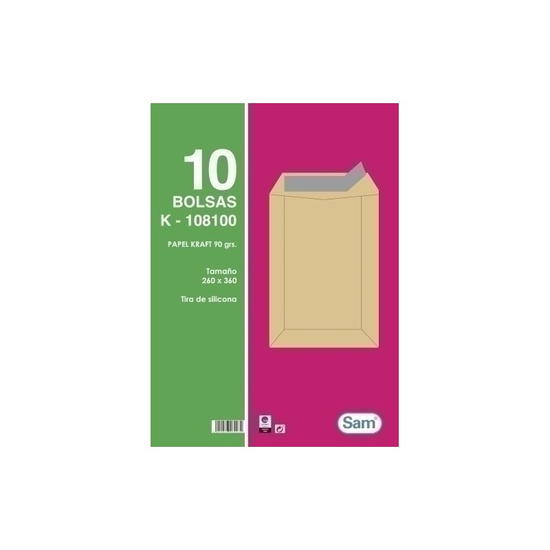 BOLSA SAM 260x360 KRAFT 90g PAQ.10 - Pack de 25 unidades