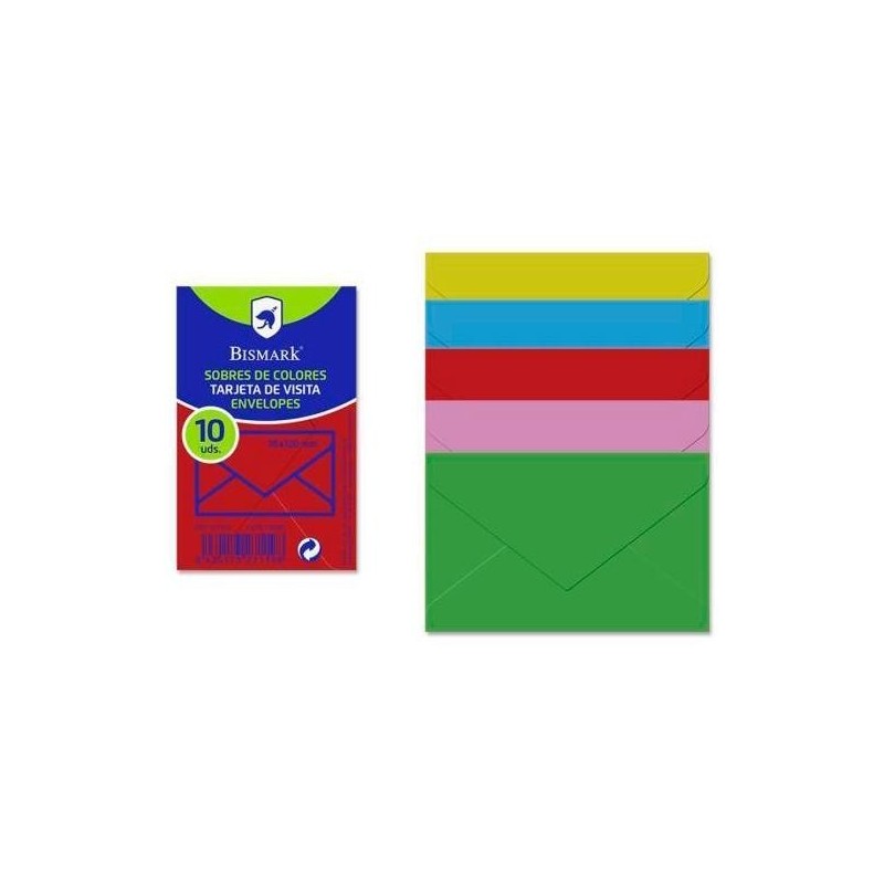 BISMARK SOBRE DE PAPEL 90GR 76X120MM COLORES 10 SOBRES SURTIDOS - Color no elegible