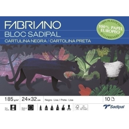 BLOC 10 HOJAS MANUALIDADES CARTULINA NEGRA FABRIANO S0400004