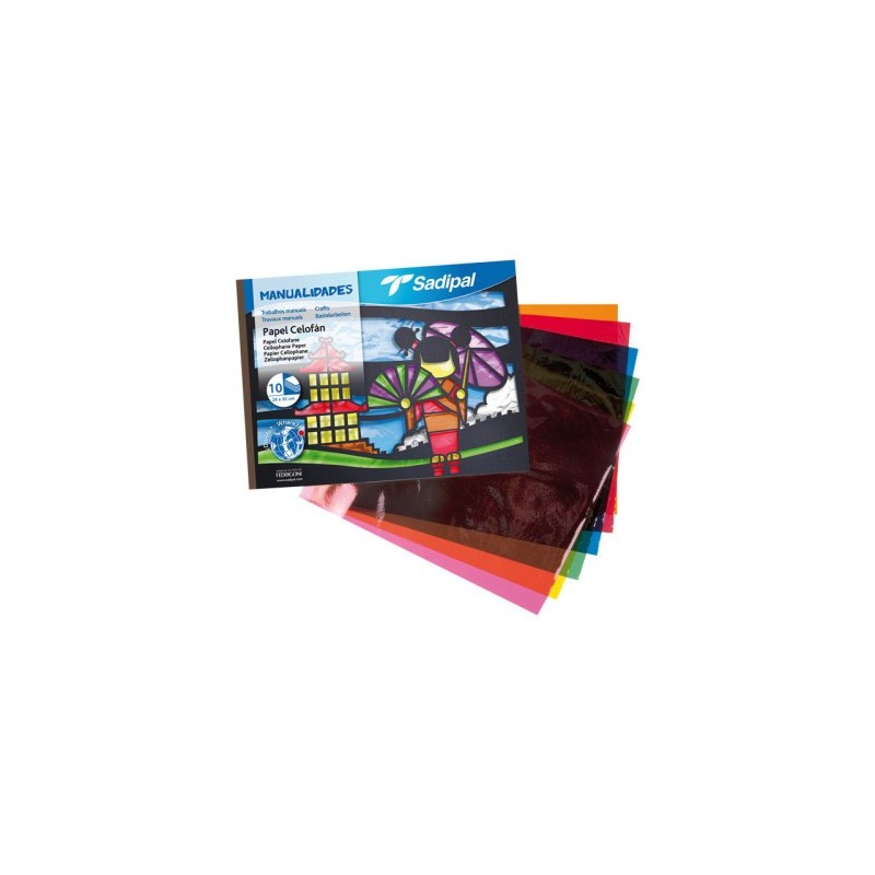 SADIPAL BLOC DE CARTULINA COLOR PARA MANUALIDADES 10 HOJAS 32 X 24 CM CELOFAN