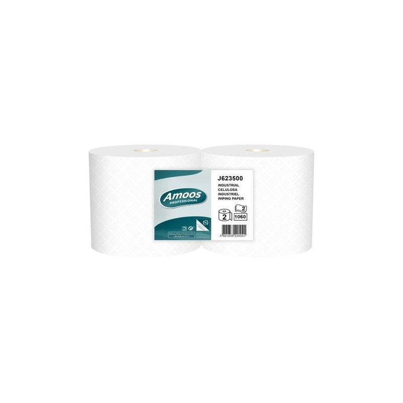 BOBINA DE PAPEL MECHA AMOOS 2 CAPAS 350M - Pack de 2 unidades