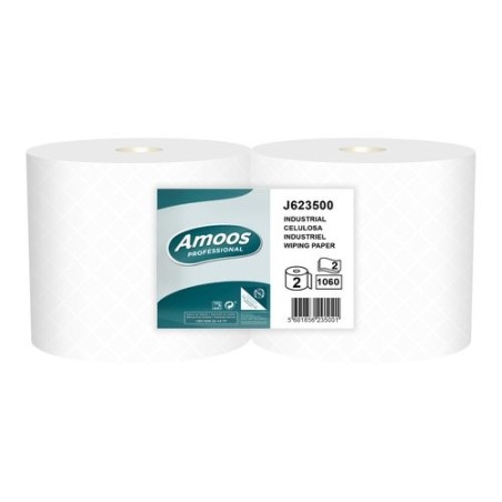 BOBINA DE PAPEL MECHA AMOOS 2 CAPAS 350M - Pack de 2 unidades