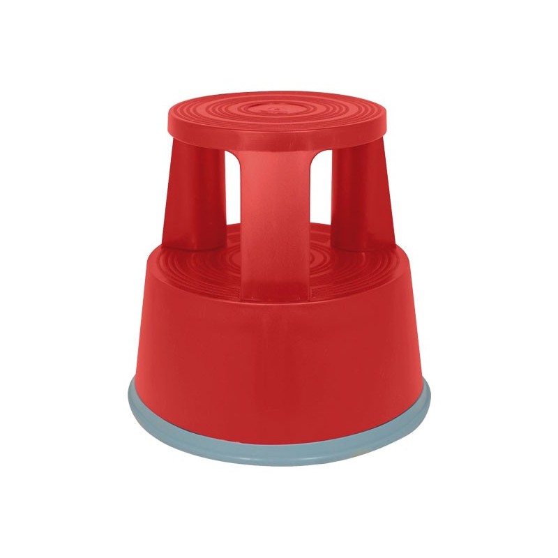 TABURETE PP 2 PELDAOS C/RUEDAS A-SERIES ROJO