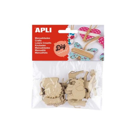 BOLSA 12 PINZAS PIZARRA APLI ANIMALES 40MM