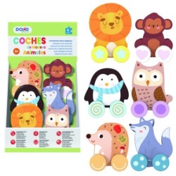 EXPOSITOR DE 6 COCHECITOS DE ANIMALES DE MADERA - A PARTIR DE 1 AO DOHE 64002