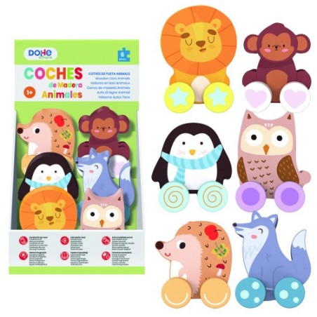 EXPOSITOR DE 6 COCHECITOS DE ANIMALES DE MADERA - A PARTIR DE 1 AO DOHE 64002