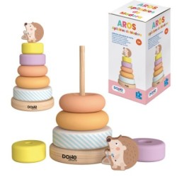CAJA TORRE DE AROS APILABLES DE MADERA - A PARTIR DE 1 AO.  DOHE 64001