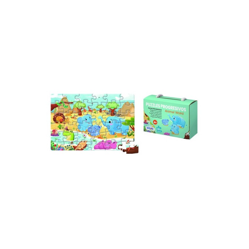 PUZZLE DE 36 PIEZAS - A PARTIR DE 4-6 AOS - ANIMAL WORLD DOHE 65009