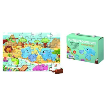 PUZZLE DE 36 PIEZAS - A PARTIR DE 4-6 AOS - ANIMAL WORLD DOHE 65009