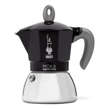 Moka Induktion Cafetera italiana 0 28 L Negro  Plata