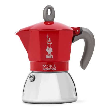 Moka Induktion Cafetera italiana 0 28 L Rojo  Acero inoxidable