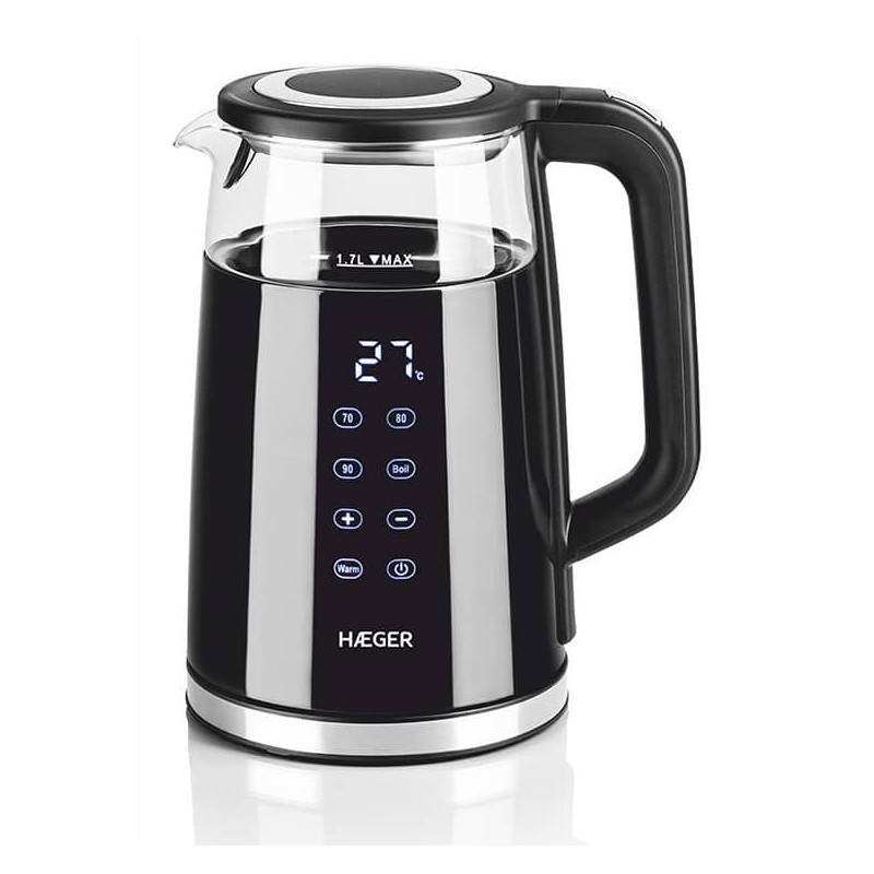 EK-DIG.028A tetera elctrica 1 7 L 2200 W Negro  Acero inoxidable  Transparente