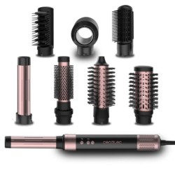 CermicCare AirGlam Herramienta de peinado con mltiples accesorios Airflow Negro  Oro rosado 1400 W 1 8 m