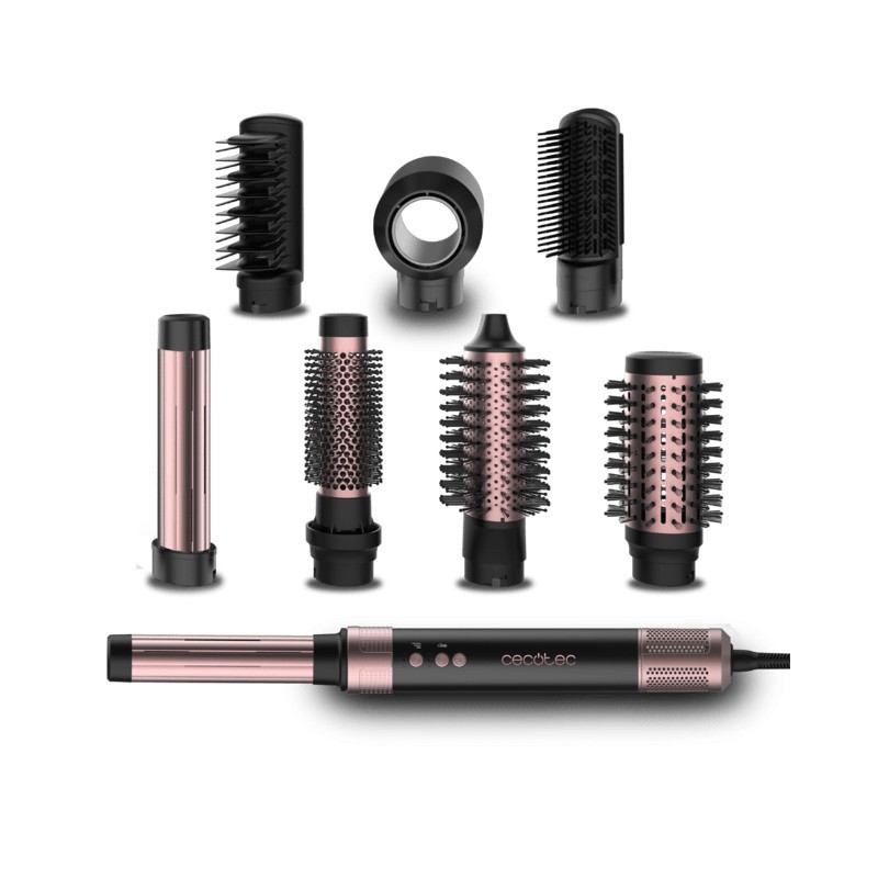 CermicCare AirGlam Herramienta de peinado con mltiples accesorios Airflow Negro  Oro rosado 1400 W 1 8 m