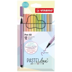 Pen 68 rotulador Medio Beige  Azul  Verde  Verde claro  Naranja  Pastel  Melocotn  Violeta  Amarillo 12 pieza(s)